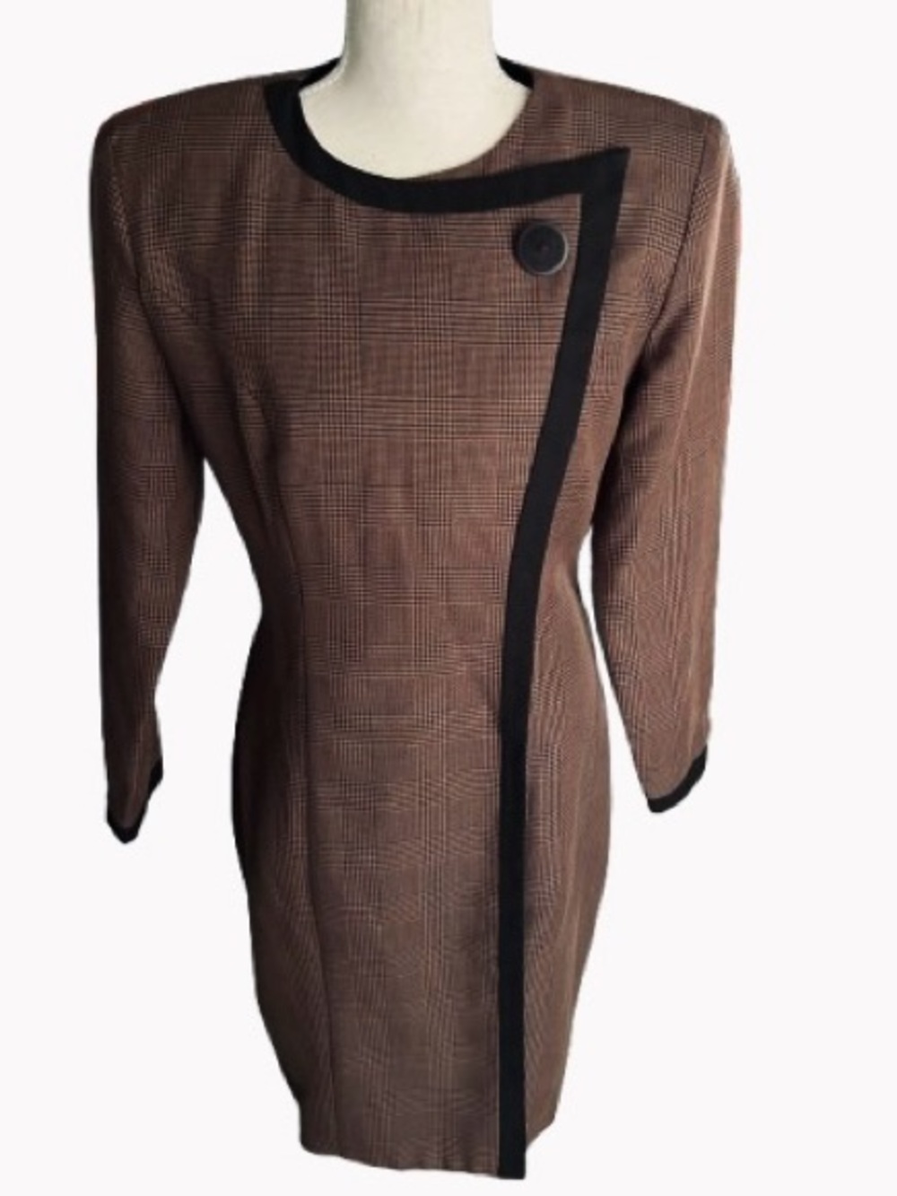 Vintage 80’s Blazer Dress Jacket JENNIFER, JEFFRIES Plaid small medium Brown